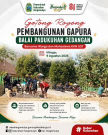GOTONG ROYONG PEMBANGUNAN GAPURA DI BALAI PADUKUHAN GEDANGAN